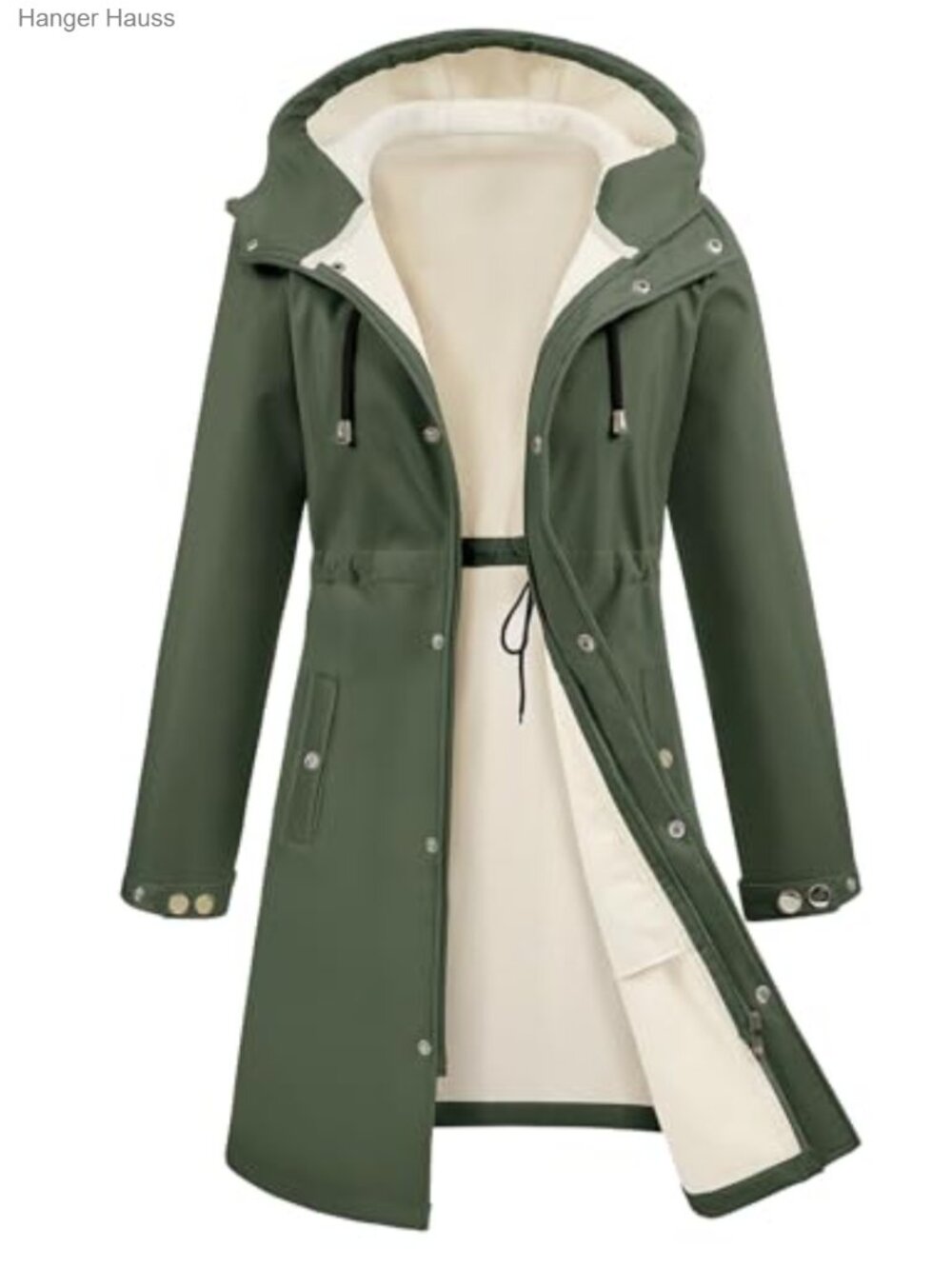 Women's Waterproof Fleece Lined Long Raincoat Windbreaker Insulated Hooded